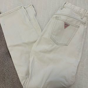 Vintage Guess White Denim - high waisted with zipper on ankles.